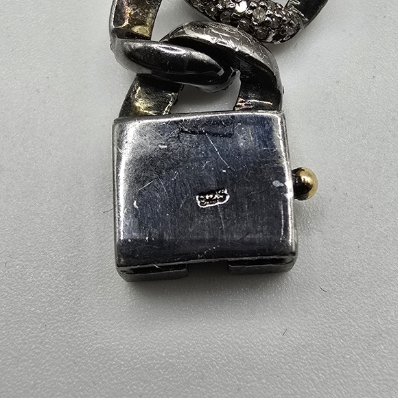 Sparkling Sterling Silver Cuban Chain Braclet With Diamond and 14k Gold Clasp - Picture 3 of 11